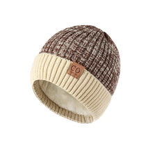 Load image into Gallery viewer, Winter Fashion Unisex Two-Tone Knitted Bean Hat Fur Lined for Warmth Casual Style