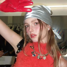 Load image into Gallery viewer, Retro Y2K Headscarf Hat PU Leather Bling Bling Square Scarf Punk Style Hip-hop Kerchief Hair Accessories
