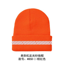 Load image into Gallery viewer, High Visibility Safety Beanie Reflective Knit Ribbed Hats Warm Winter Bonnets for Night Running Hiking Cycling