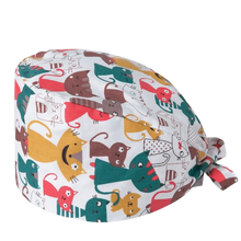 Load image into Gallery viewer, Unisex Cartoon Printing Scrub Cap Adjustable Buckle Print Design Nursing Cap Pure Breathable Soft Lab Scrub Hat Operating Room