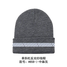 Load image into Gallery viewer, High Visibility Safety Beanie Reflective Knit Ribbed Hats Warm Winter Bonnets for Night Running Hiking Cycling