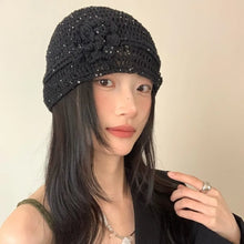 Load image into Gallery viewer, Fashion Flower Knitted Caps Hollow Solid Color Beanies Cap Breathable Hand-woven Sequin Crochet Hat