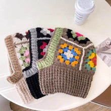 Load image into Gallery viewer, Windproof Crochet Flower Handmade Balaclava Hat Colorful Neck Warm Pullover Hat Ear Protection Knitted Yarn Hat Outdoor
