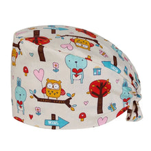 Load image into Gallery viewer, Unisex Cartoon Printing Scrub Cap Adjustable Buckle Print Design Nursing Cap Pure Breathable Soft Lab Scrub Hat Operating Room