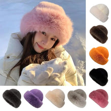 Load image into Gallery viewer, Fashion Headwear Fluffy Fur Winter Hat Thicken Fisherman Hat Solid Color Cold Windproof Panama Cap Chrismas Gifts