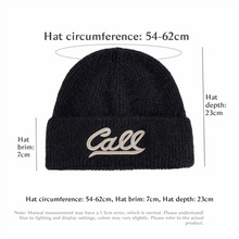Load image into Gallery viewer, Warm Knitted Hat Letter Embroidered Solid Color Woolen Hats Large Head Circumference Double Folded Edges Knit Hats Autumn Winter