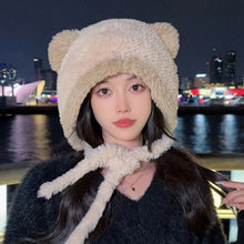Load image into Gallery viewer, Fashion Bear Ear Knitted Hat Coldproof Windproof Ear Protection Hat Keep Warm Thickened Pompoms Hat for Women Girls