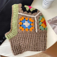 Load image into Gallery viewer, Windproof Crochet Flower Handmade Balaclava Hat Colorful Neck Warm Pullover Hat Ear Protection Knitted Yarn Hat Outdoor
