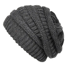 Load image into Gallery viewer, Stylish Solid Color Warm Knitted Hat Soft Elastic Windproof Winter Knit Beanies Keep Warm Without Brim Knit Slouchy Beanie Adult