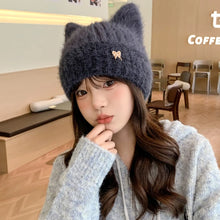 Load image into Gallery viewer, New Windproof Knitted Hat Cat Ear Lining Beanie Cap Winter Head Covering Autumn Winter