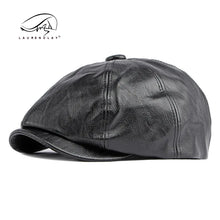 Load image into Gallery viewer, Men Women Ivy Cap Newsboy Hat Adjustable Faux PU Leather Berets for Spring Summer Autumn Gatsby