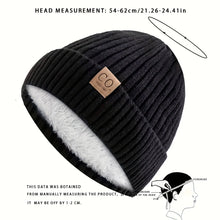 Load image into Gallery viewer, Men's sports knitted hat with CO UZZL 1978 faux leather patch - Navy blue and white striped winter hat