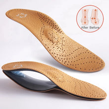 Load image into Gallery viewer, Leather Orthopedic Insole Arch Support Instep Flat Foot Pad PU Latex Antibacterial Active Carbon Foot Care Unisex shoe pads