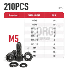 Load image into Gallery viewer, Black Steel Socket Head Hex Round Cap Screws Set M2 M3 M4 M5 M6 Grade 12.9 DIN912 Allen Bolts Nuts Assortment Kit Tool Box