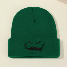Load image into Gallery viewer, Halloween Ghost Face Embroidered Knitted Hat for Autumn and Winter Warmth, Ear Protection, Beanies, Suitable for Outdoor Warmth