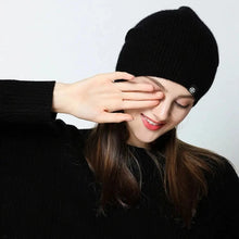 Load image into Gallery viewer, Autumn Winter Unisex Fleece Lined Knitted Beanie Loose Warm Ear Protection Thick Woolen Hat Windproof Outdoor Ski Hiking Hat