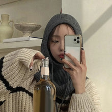 Load image into Gallery viewer, Knitted Balaclava Caps Winter Bonnet Beanies Hat Warm Thick Korean Hooded Caps Retro Outdoor Neck Collar Accessories Knitted Hat