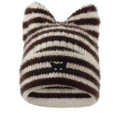 Load image into Gallery viewer, Fashion Keep Warm Women Cat Ear Knitted Hat Windproof Thickned Pullover Hat Cold Proof Embroidered Hat Outdoor Sports