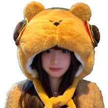 Load image into Gallery viewer, Thickened Warm Winter Hat Woolen Velvet Bear Ear Cap Hamburger Ear Protection Beanies Hat Women