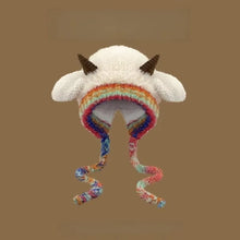 Load image into Gallery viewer, Cute Thick Plush Knitted Hat Girls Winter Warm Ear Protection Beanies Hat Women Comfortable Horn Pullover Hats