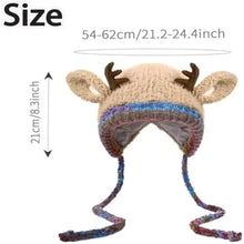 Load image into Gallery viewer, New Fur Deer Storage Hat Ear Protection Warm Knitted Deer Antler Hat Windproof Elastic Winter Cap Outdoor