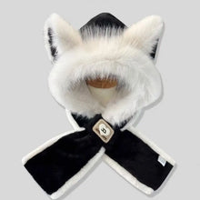 Load image into Gallery viewer, New Fox Ears Integrated Hat Scarf Set Warm Windproof Pullover Cap Coldproof Hooded Hat Outdoor Sports