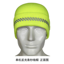 Load image into Gallery viewer, High Visibility Safety Beanie Reflective Knit Ribbed Hats Warm Winter Bonnets for Night Running Hiking Cycling