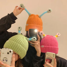 Load image into Gallery viewer, Cute Cartoon Quirky Light-emitting Tentacle Knitted Hat Parent-child Models Warm Wool Cap Eyes Light-emitting Beanie Monster Hat