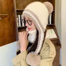 Load image into Gallery viewer, New Knitted Knitted Hat Fur Balls Pompom Ear Protection Hat Coldproof Windproof Pullover Cap Outdoor Sports