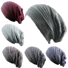 Load image into Gallery viewer, Men and Women Hat Mixed Color Cotton Striped Hip Hop Winter Warm Hat Beanies Knit Long Loose Hat Outdoor Warm Pullover Caps