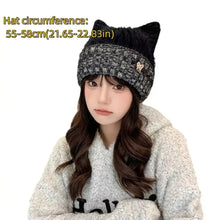 Load image into Gallery viewer, New Windproof Knitted Hat Cat Ear Lining Beanie Cap Winter Head Covering Autumn Winter