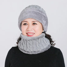Load image into Gallery viewer, 2pcs/Set Winter Warm Knit Beanie Hat Neck Warmer Scarf,Thermal Lined Skull Cap for Men Outdoor Fall Outfit,suitable for Skiing