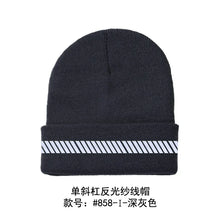 Load image into Gallery viewer, High Visibility Safety Beanie Reflective Knit Ribbed Hats Warm Winter Bonnets for Night Running Hiking Cycling
