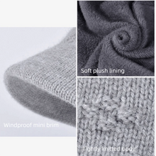 Load image into Gallery viewer, Soft Knitted Hat Casual Style Warm Thickened Fleece Lined Bonnet Windproof Design Wide Brim Short Brim Beanie Autumn Winter