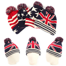 Load image into Gallery viewer, 1pc Winter Knit Warm Beanie Hat for Men Women British American Flag Printed,suitable for Outdoor Ski Sport Hiking Windproof Cap