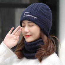 Load image into Gallery viewer, Fashion Windproof Pullover Cap Warm Knitting Hat Scarf Set Thickned Neck Protection Scarf Women