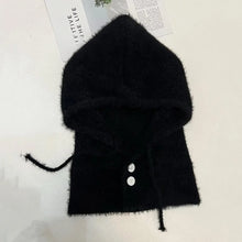 Load image into Gallery viewer, Solid Color Women Balaclava Hat and Scarf Integrated Plush Knitted Pullover Hat Winter Warmer Knitted Beanies Cold Weather