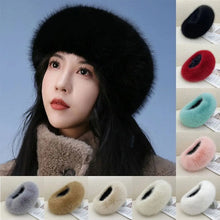 Load image into Gallery viewer, Fashion Thick Turban Hat Imitation Fox Fur Keep Warm Winter Hat Solid Color Fluffy Headband Winter