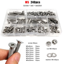 Load image into Gallery viewer, M1.6 M2 M2.5 M3 M4 M5 M6 M8 GB819 304 A2 Stainless Steel Cross Phillips Flat Countersunk Head Screw Bolt Nut Washer Set Kit Box