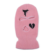 Load image into Gallery viewer, Unisex 3 Hole Winter Knitted Hat Outdoor Sports Full Face Cover Ski Mask Warm Knit Cap Balaclava for Adult Love Heart logo