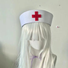 Load image into Gallery viewer, Sweet White Marine Hat Pink Cross Uniform Party Caps Women Photography Hat Hot Girl