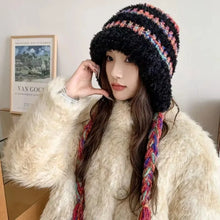 Load image into Gallery viewer, Outdoor Thickened Knitted Warm Hat Colorful Fluffy Fleece Hat Winter Breathable Ear Protection Cap Sports Cap