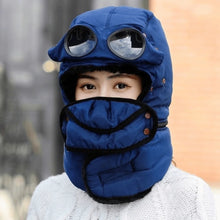 Load image into Gallery viewer, Fashion Detachable Mask Winter Thermal Hat Full Face with Glasses Bomber Hats 4 in 1 Anti-Fog Beanies Outdoor Skiing Accessories