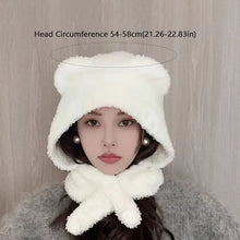 Load image into Gallery viewer, Thickened Bear Ear Women Scarf Hat Knitted Scarf Integrated Knitted Pullover Cap Ear Protection Warm Cap Winter Accessories