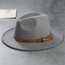 Load image into Gallery viewer, NEWWool Fedora Hat For Women Men Winter Autumn Fashion Church Jazz Hats Viking British Flat Brim Felt Hat Outdoor Casual Fedoras