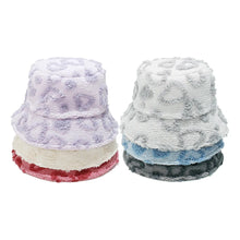 Load image into Gallery viewer, Women's Sherpa Bucket Hat with Heart Pattern Winter Cozy Fisherman Cap Furry Boonie Hat Cute Outdoor Fashion