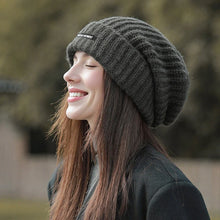 Load image into Gallery viewer, Wool Knit Hats Elastic Cap Winter Windproof and Warm Beanie Hat Solid Color Cap Covers Unisex The Head and Ears For Men Women