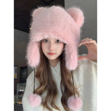 Load image into Gallery viewer, New Thickened Winter Hats for Women Keep Warm Imitation Fox Fur Furry Trapper Hat Ear Protectors Windproof Bomber Hat Winter