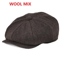 Load image into Gallery viewer, Autumn Winter Men's Newsboy Hat Wool Blend Male Beret Men And Women England Gatsby Retro Hat Driver Flat Cap