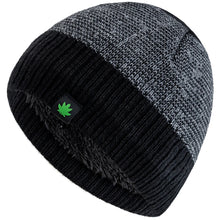 Load image into Gallery viewer, Unisex Leaf Labal Winter Hats Fashion Knitted Hats For Men Women Beanie Cap Outdoor Plush Fur Lined Warm Sports Hats